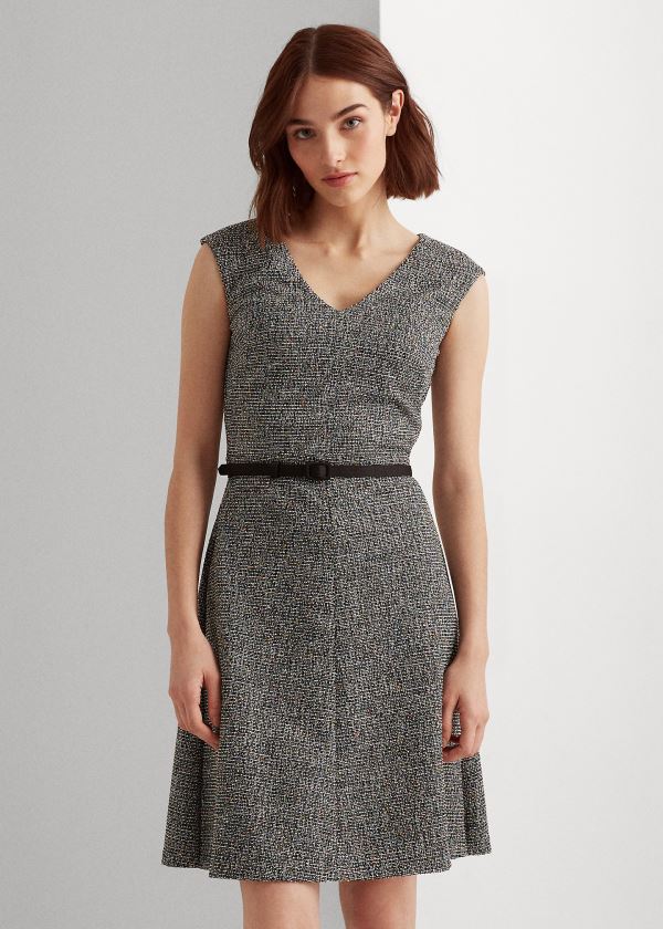 Vestido Ralph Lauren Belted Tweed Mulher 64715-QTAD